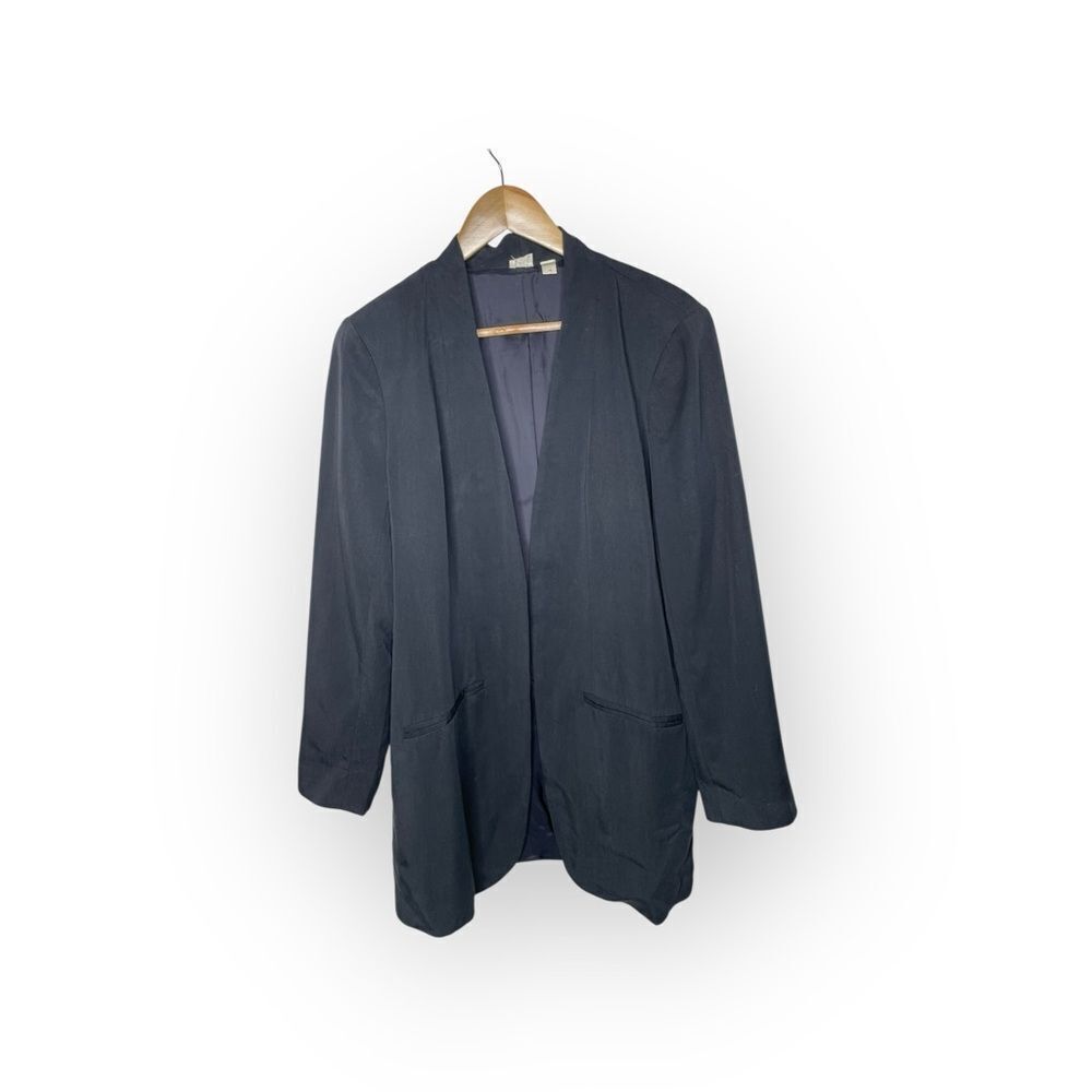 Eileen Fisher the Fisher Project Blazer Jacket Tencel Open Front Black Sz Large